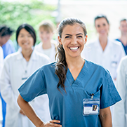 Three doctors smiling